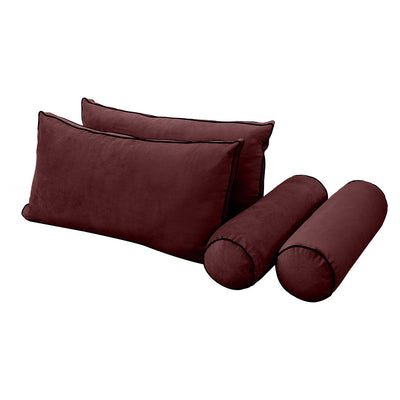 Model V2 - Velvet Indoor Daybed Mattress Bolster Backrest Cushions and Covers |Complete Set|