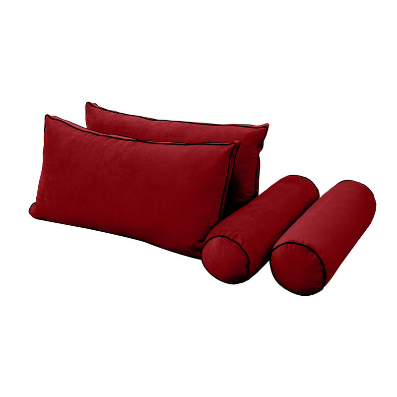 Model V2 - Velvet Indoor Daybed Mattress Bolster Backrest Cushions and Covers |Complete Set|