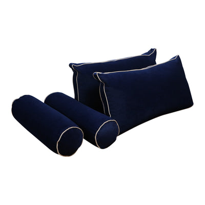 Model V2 - Velvet Indoor Daybed Bolster Pillow Backrest Cushion |COVERS ONLY|