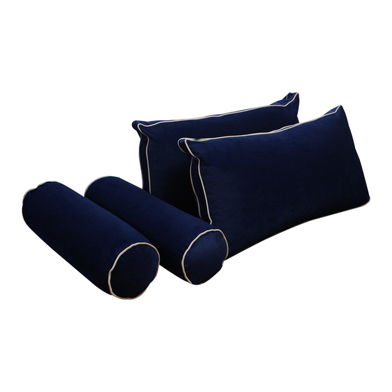 Model V2 - Velvet Indoor Daybed Bolster Pillow Backrest Cushion |COVERS ONLY|