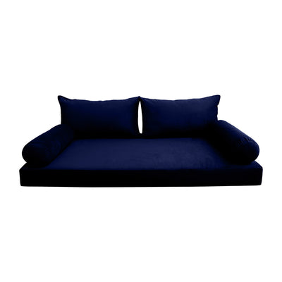 Model V2 - Velvet Indoor Daybed Mattress Bolster Backrest Cushions and Covers |Complete Set|