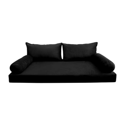 Model V2 - Velvet Indoor Daybed Mattress Bolster Backrest Cushions and Covers |Complete Set|