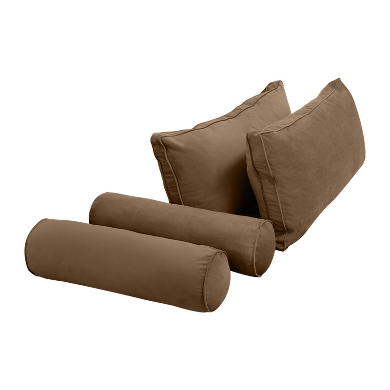 Model V2 - Velvet Indoor Daybed Bolster Pillow Backrest Cushion |COVERS ONLY|