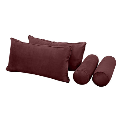 Model V2 - Velvet Indoor Daybed Bolster Pillow Backrest Cushion |COVERS ONLY|