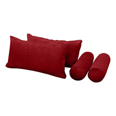 Model V2 - Velvet Indoor Daybed Bolster Pillow Backrest Cushion |COVERS ONLY|