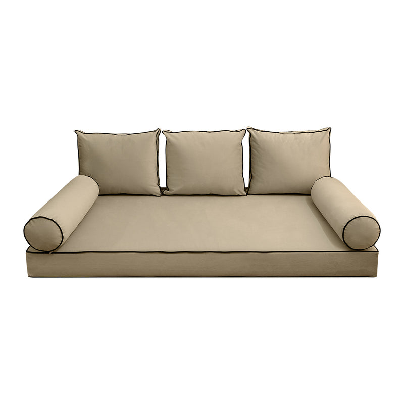 Model V3 - Velvet Indoor Daybed Mattress Bolster Pillow Backrest Cushion |COVERS ONLY|
