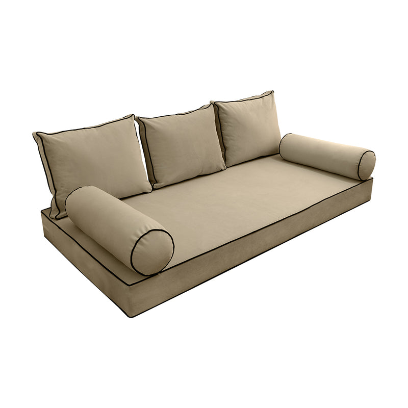 Model V3 - Velvet Indoor Daybed Mattress Bolster Pillow Backrest Cushion |COVERS ONLY|