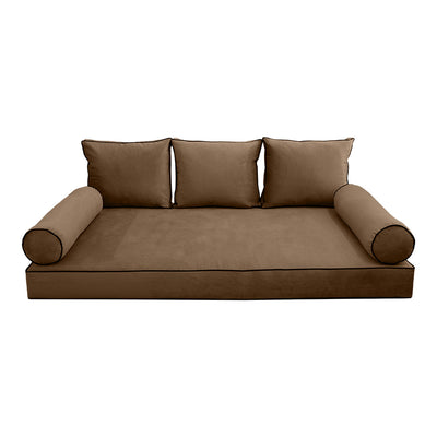 Model V3 - Velvet Indoor Daybed Mattress Bolster Pillow Backrest Cushion |COVERS ONLY|