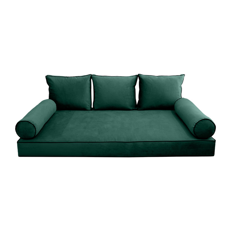 Model V3 - Velvet Indoor Daybed Mattress Bolster Pillow Backrest Cushion |COVERS ONLY|