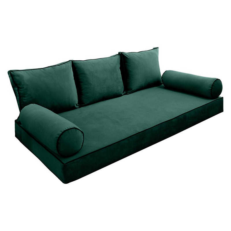 Model V3 - Velvet Indoor Daybed Mattress Bolster Pillow Backrest Cushion |COVERS ONLY|