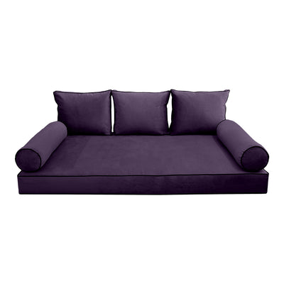 Model V3 - Velvet Indoor Daybed Mattress Bolster Backrest Cushions and Covers |Complete Set|