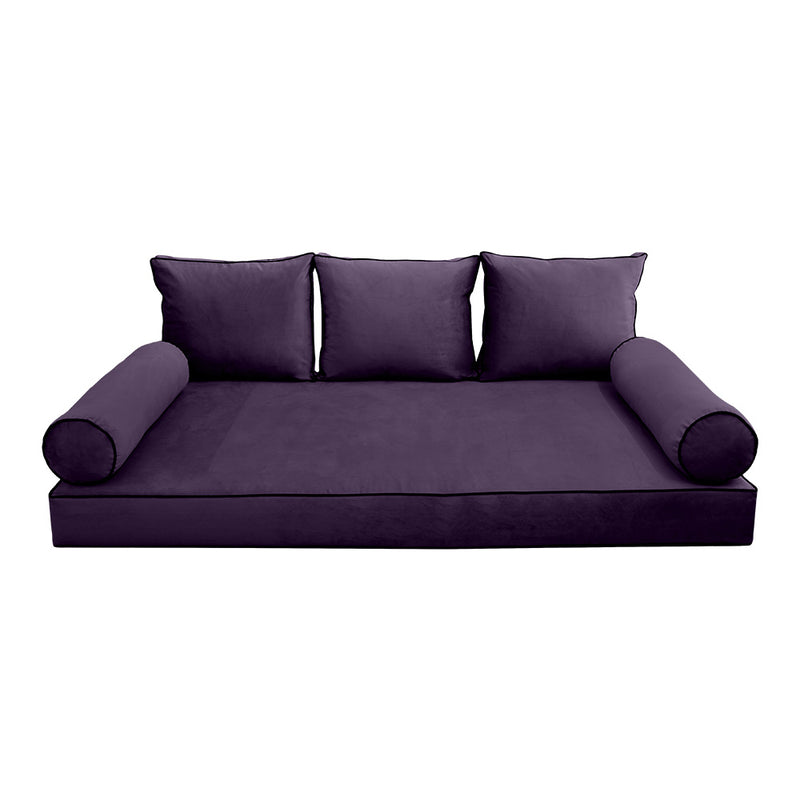 Model V3 - Velvet Indoor Daybed Mattress Bolster Pillow Backrest Cushion |COVERS ONLY|