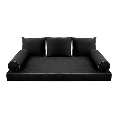 Model V3 - Velvet Indoor Daybed Mattress Bolster Backrest Cushions and Covers |Complete Set|