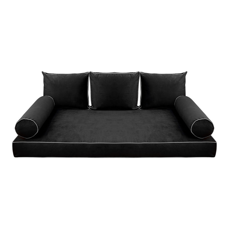 Model V3 - Velvet Indoor Daybed Mattress Bolster Pillow Backrest Cushion |COVERS ONLY|