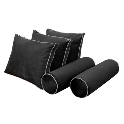 Model V3 - Velvet Indoor Daybed Bolster Pillow Backrest Cushion |COVERS ONLY|