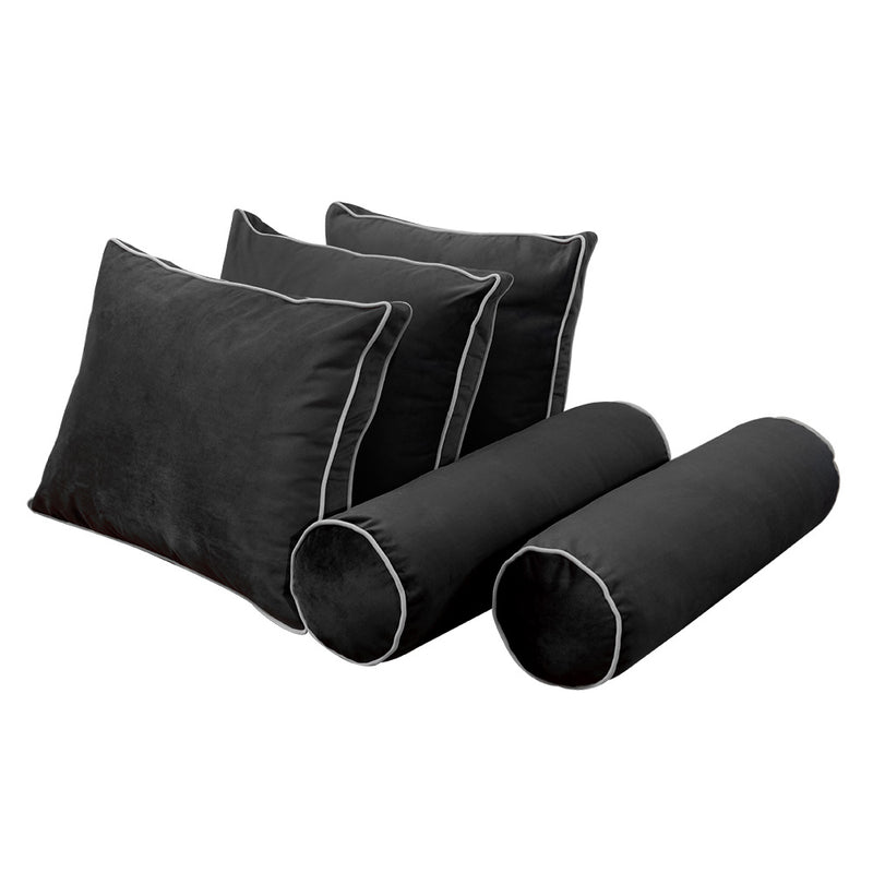 Model V3 - Velvet Indoor Daybed Bolster Pillow Backrest Cushion |COVERS ONLY|