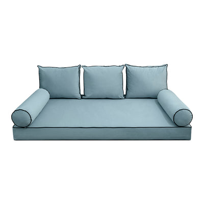 Model V3 - Velvet Indoor Daybed Mattress Bolster Backrest Cushions and Covers |Complete Set|
