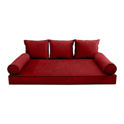 Model V3 - Velvet Indoor Daybed Mattress Bolster Backrest Cushions and Covers |Complete Set|