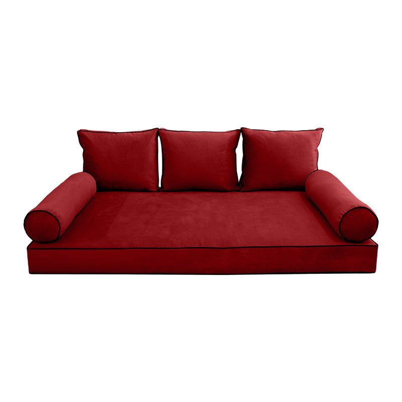 Model V3 - Velvet Indoor Daybed Mattress Bolster Pillow Backrest Cushion |COVERS ONLY|