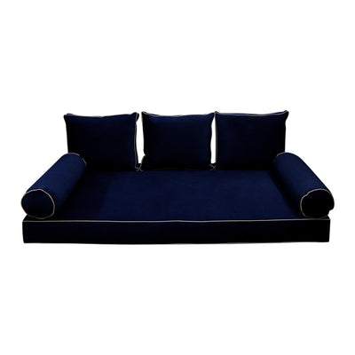 Model V3 - Velvet Indoor Daybed Mattress Bolster Backrest Cushions and Covers |Complete Set|