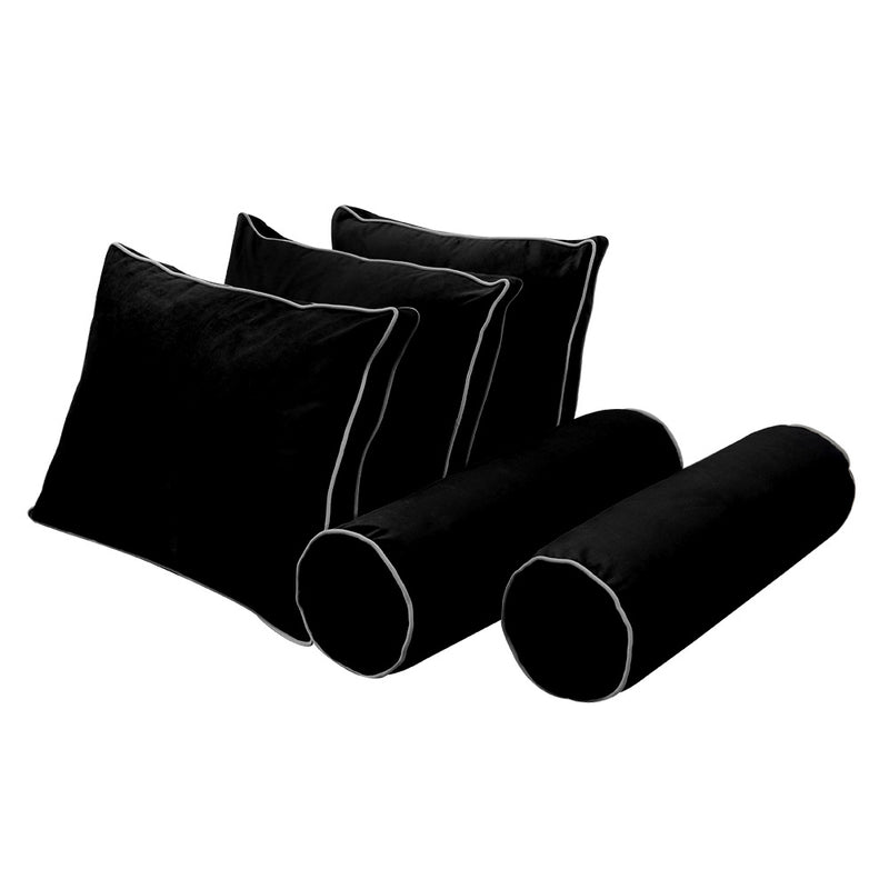 Model V3 - Velvet Indoor Daybed Bolster Pillow Backrest Cushion |COVERS ONLY|