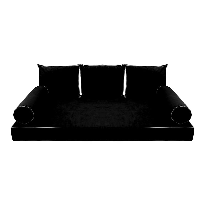 Model V3 - Velvet Indoor Daybed Mattress Bolster Pillow Backrest Cushion |COVERS ONLY|