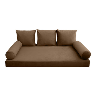 Model V3 - Velvet Indoor Daybed Mattress Bolster Pillow Backrest Cushion |COVERS ONLY|