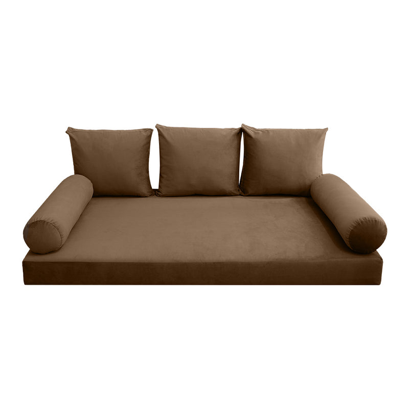 Model V3 - Velvet Indoor Daybed Mattress Bolster Pillow Backrest Cushion |COVERS ONLY|