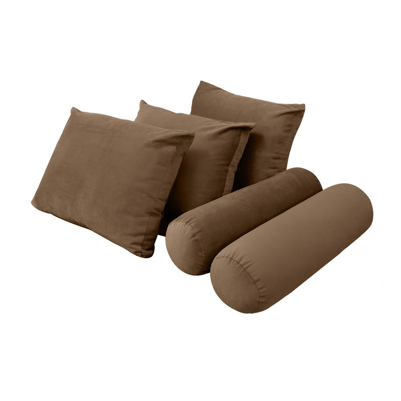 Model V3 - Velvet Indoor Daybed Bolster Pillow Backrest Cushion |COVERS ONLY|
