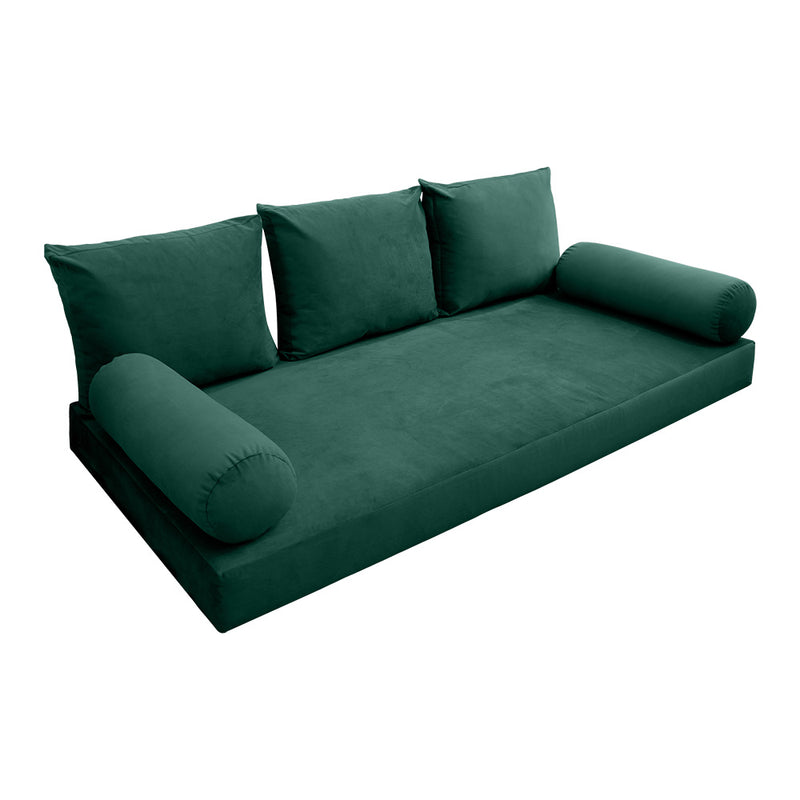 Model V3 - Velvet Indoor Daybed Mattress Bolster Pillow Backrest Cushion |COVERS ONLY|