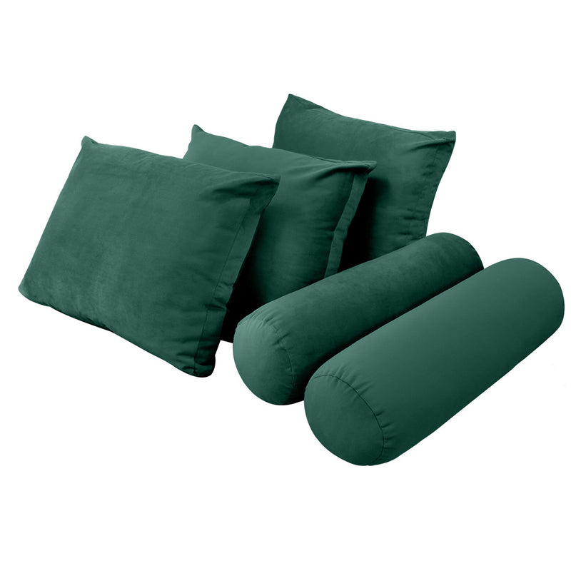 Model V3 - Velvet Indoor Daybed Bolster Pillow Backrest Cushion |COVERS ONLY|