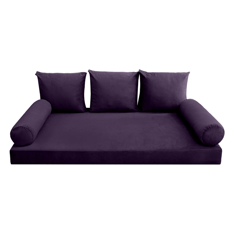 Model V3 - Velvet Indoor Daybed Mattress Bolster Pillow Backrest Cushion |COVERS ONLY|