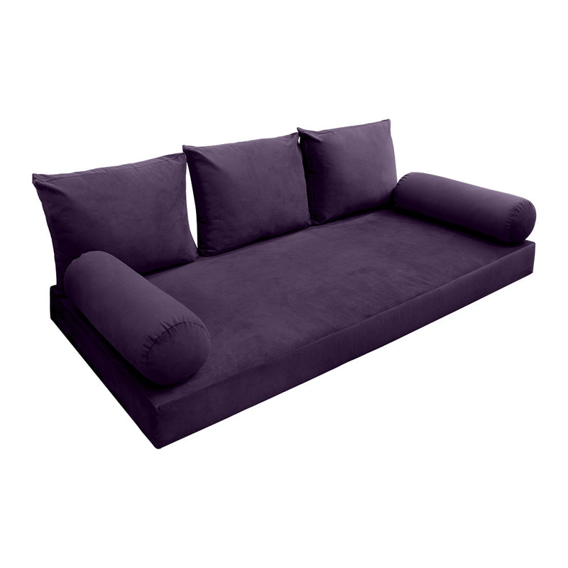 Model V3 - Velvet Indoor Daybed Mattress Bolster Pillow Backrest Cushion |COVERS ONLY|