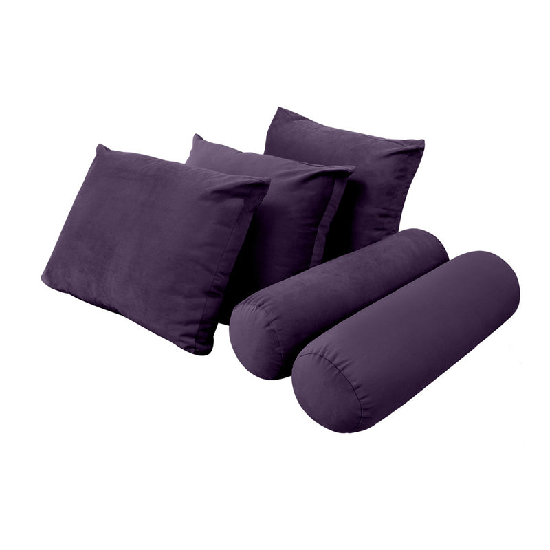 Model V3 - Velvet Indoor Daybed Bolster Pillow Backrest Cushion |COVERS ONLY|