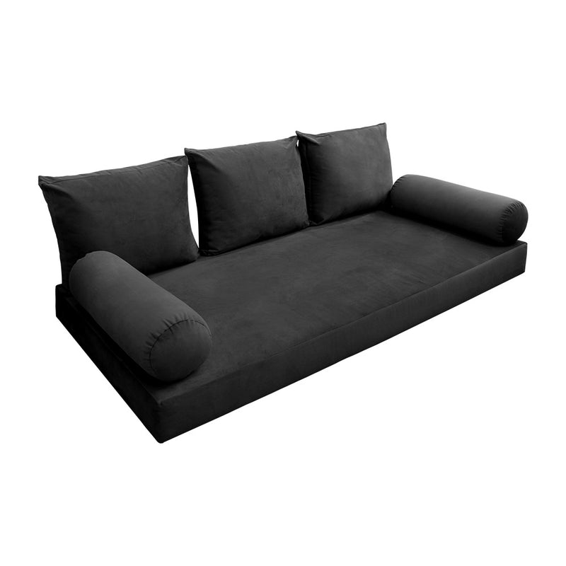 Model V3 - Velvet Indoor Daybed Mattress Bolster Pillow Backrest Cushion |COVERS ONLY|