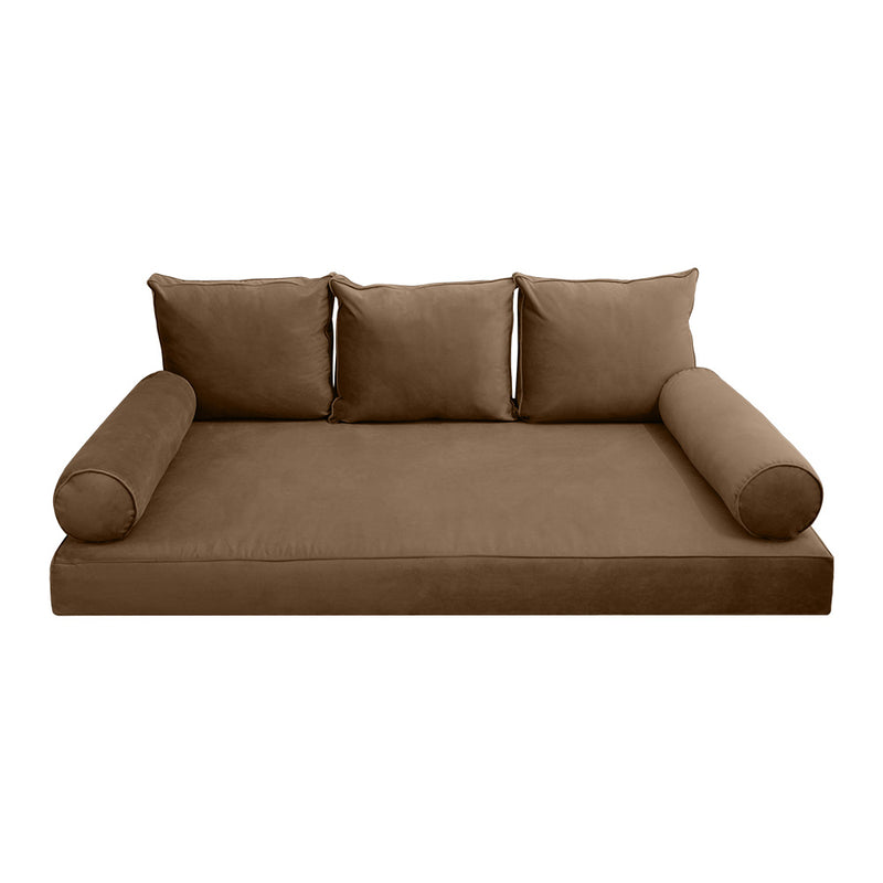 Model V3 - Velvet Indoor Daybed Mattress Bolster Pillow Backrest Cushion |COVERS ONLY|