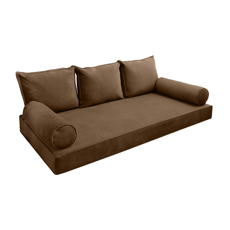 Model V3 - Velvet Indoor Daybed Mattress Bolster Pillow Backrest Cushion |COVERS ONLY|