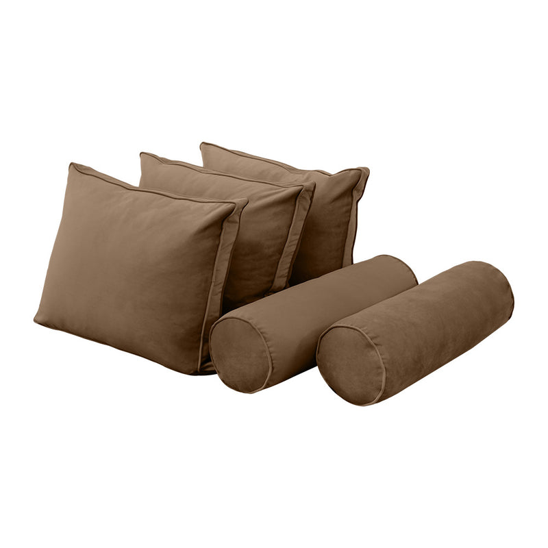 Model V3 - Velvet Indoor Daybed Mattress Bolster Pillow Backrest Cushion |COVERS ONLY|