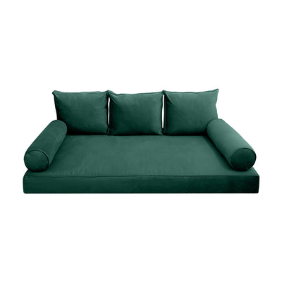 Model V3 - Velvet Indoor Daybed Mattress Bolster Pillow Backrest Cushion |COVERS ONLY|