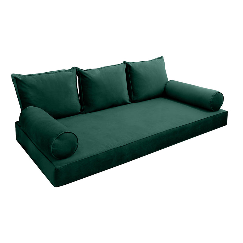 Model V3 - Velvet Indoor Daybed Mattress Bolster Pillow Backrest Cushion |COVERS ONLY|