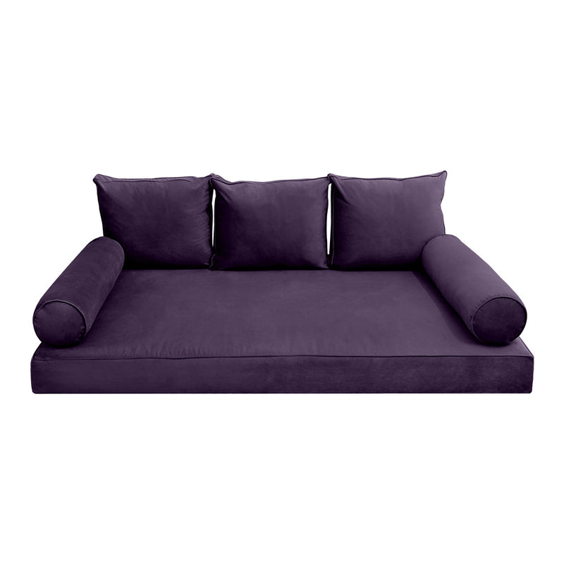 Model V3 - Velvet Indoor Daybed Mattress Bolster Pillow Backrest Cushion |COVERS ONLY|