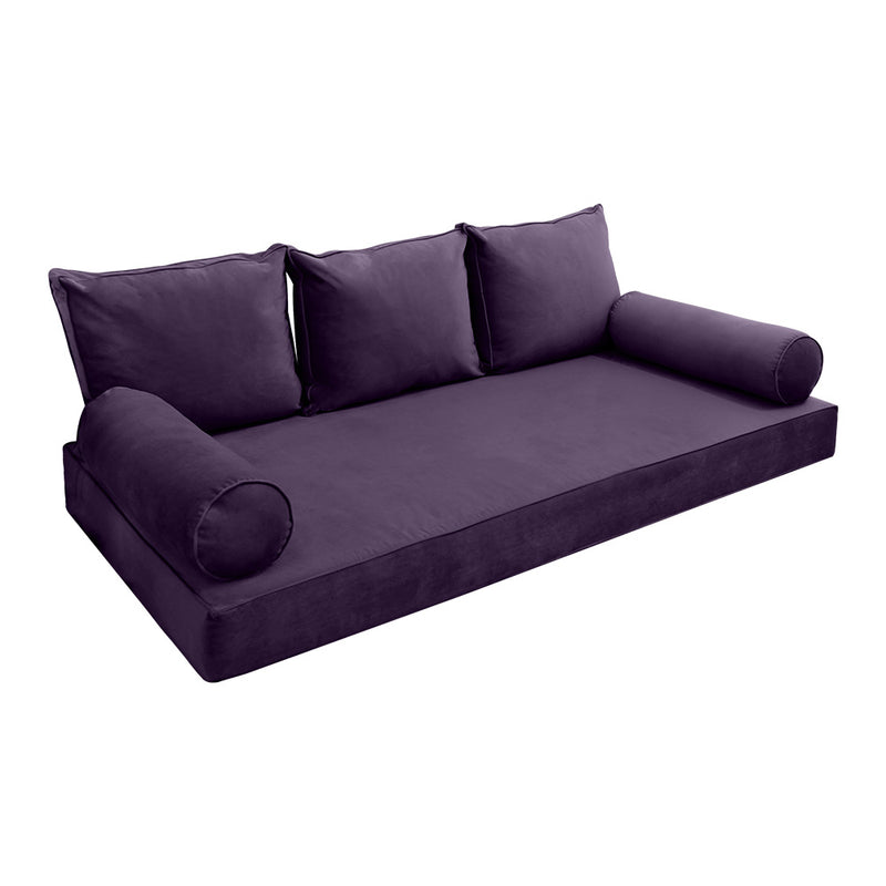 Model V3 - Velvet Indoor Daybed Mattress Bolster Pillow Backrest Cushion |COVERS ONLY|