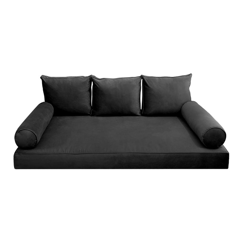 Model V3 - Velvet Indoor Daybed Mattress Bolster Pillow Backrest Cushion |COVERS ONLY|