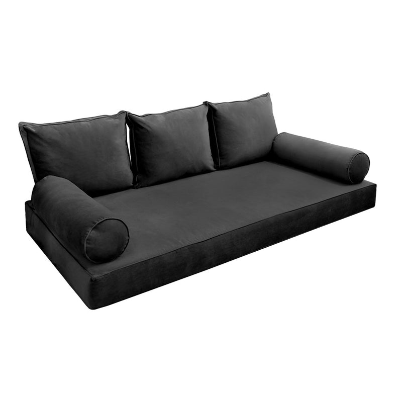 Model V3 - Velvet Indoor Daybed Mattress Bolster Pillow Backrest Cushion |COVERS ONLY|