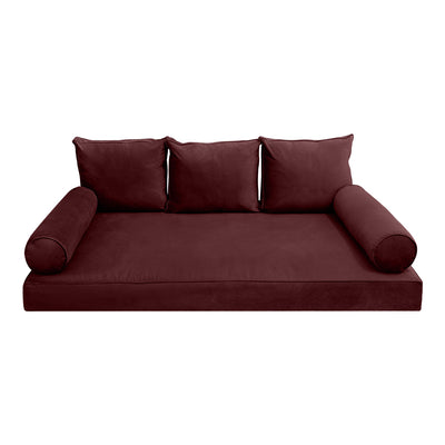 Model V3 - Velvet Indoor Daybed Mattress Bolster Pillow Backrest Cushion |COVERS ONLY|