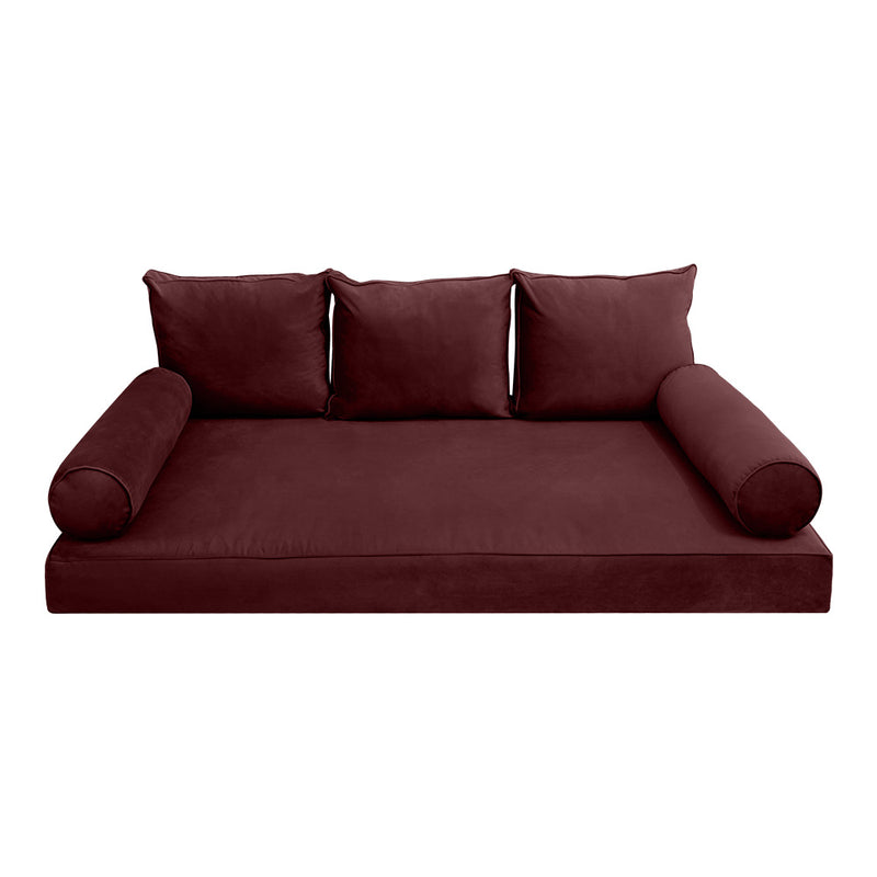 Model V3 - Velvet Indoor Daybed Mattress Bolster Pillow Backrest Cushion |COVERS ONLY|