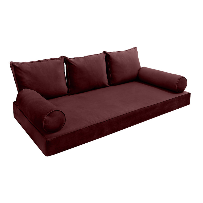 Model V3 - Velvet Indoor Daybed Mattress Bolster Pillow Backrest Cushion |COVERS ONLY|