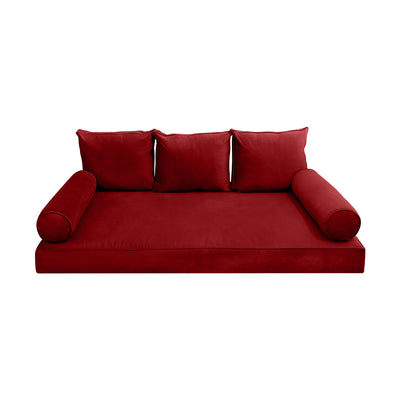 Model V3 - Velvet Indoor Daybed Mattress Bolster Pillow Backrest Cushion |COVERS ONLY|
