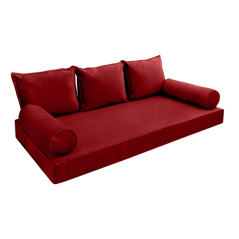 Model V3 - Velvet Indoor Daybed Mattress Bolster Pillow Backrest Cushion |COVERS ONLY|