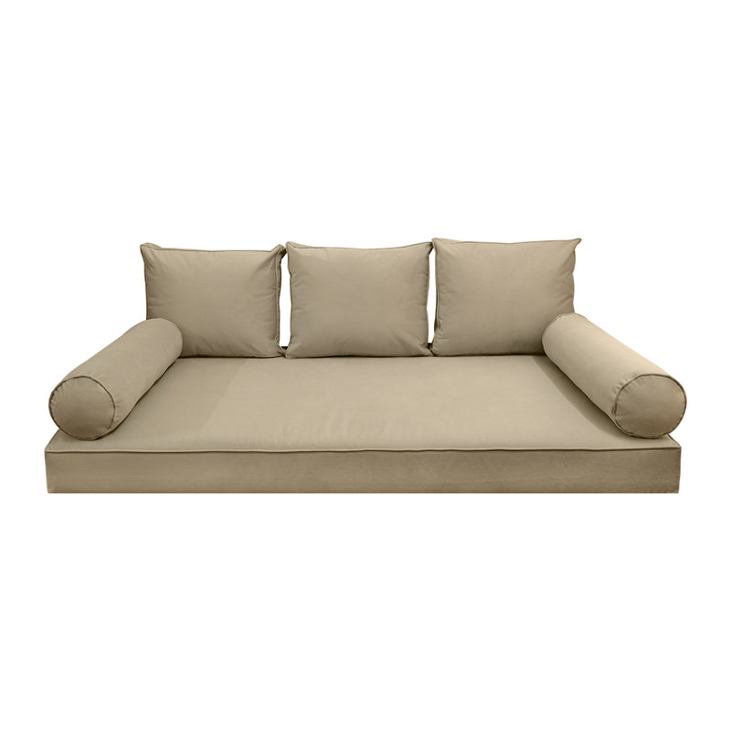 Model V3 - Velvet Indoor Daybed Mattress Bolster Pillow Backrest Cushion |COVERS ONLY|